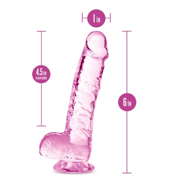 NATURALLY YOURS  6" CRYSTALLINE DILDO  ROSE